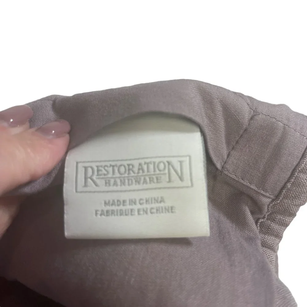 Restoration Hardware 25x25 Plum Gray Quilted Pillow Cover